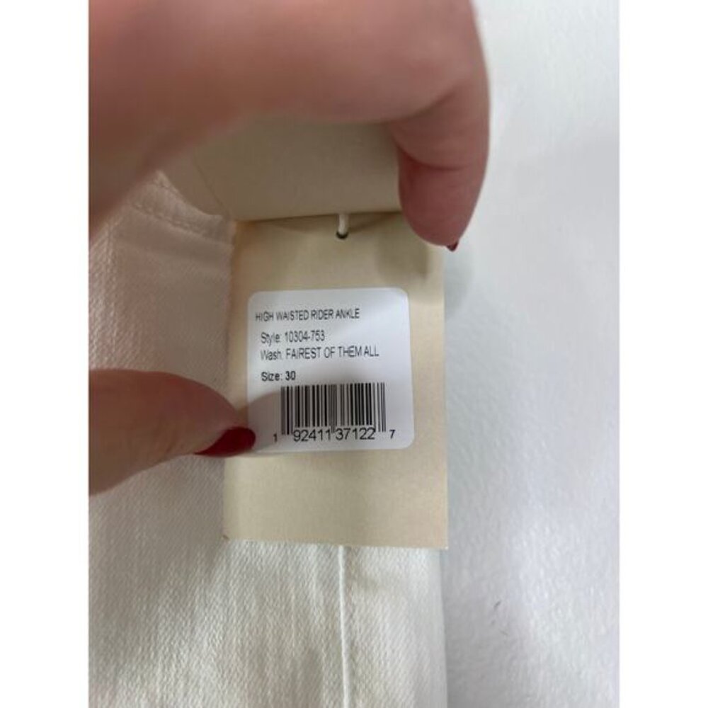 NWT Mother High Waisted Rider Ankle Button Belt Loops Denim Pants White Size: 30 - Picture 5 of 10